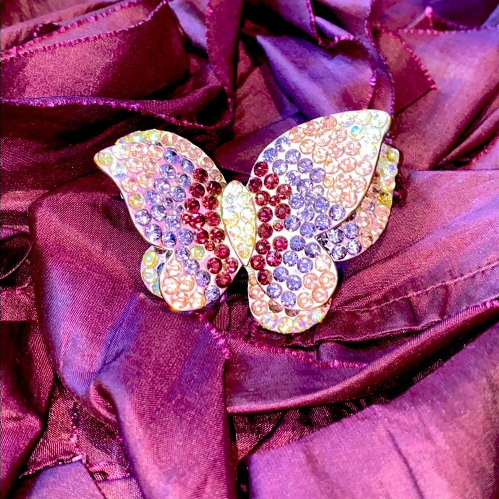Purple Rhinestone Butterfly 🦋 Ring